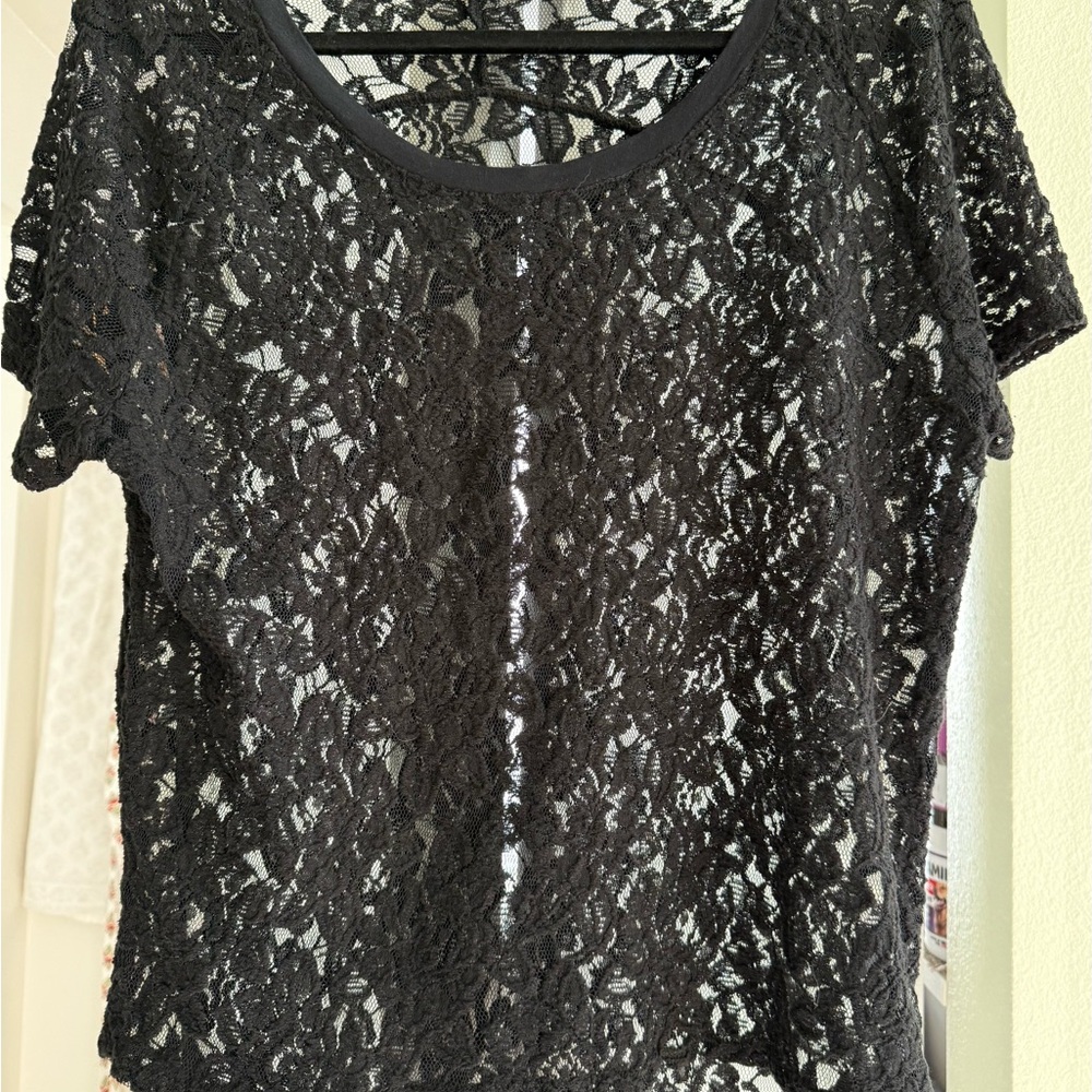 Express Black Lace Crop Top